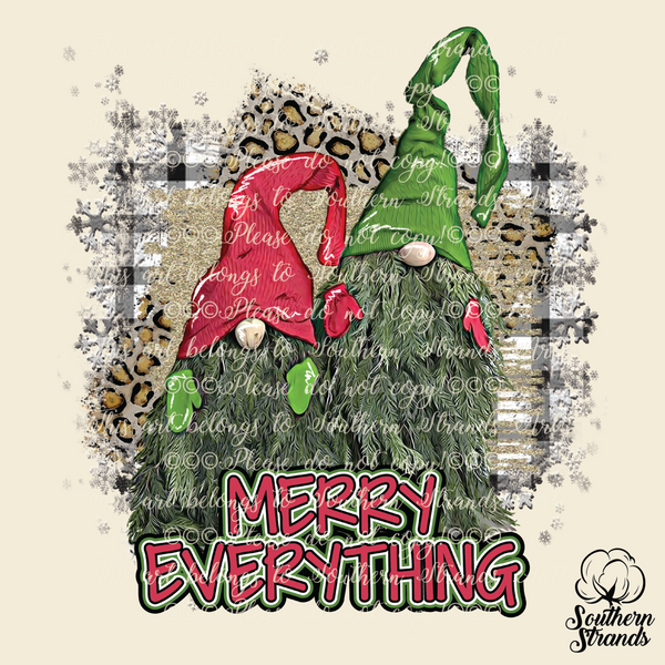 Merry Everything Gnome Christmas Cheetah Sublimation Transfer