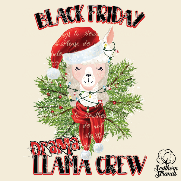 Black Friday Drama Llama Crew Sublimation Transfer