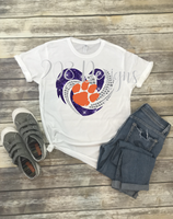 Clemson Tigers Football Rhinestone Heart Sublimation Transfer