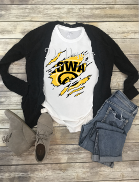 Iowa Hawkeyes Shredded Claw Rip Sublimation Transfer