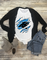 Carolina Panthers Shredded Claw Rip Sublimation Transfer