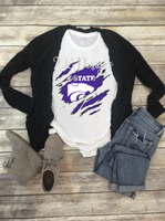 K State Wildcats Shredded Claw Rip Sublimation Transfer