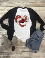 Arkansas Razorbacks Football Rhinestone Heart Sublimation Transfer