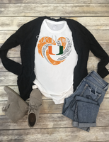 Miami Hurricane Football Rhinestone Heart Sublimation Transfer