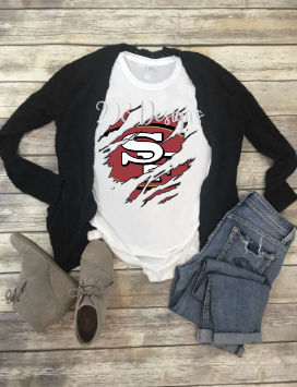 SF 49ers Shredded Claw Rip Sublimation Transfer