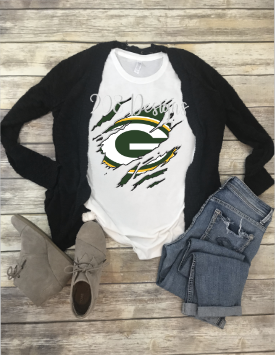 Green Bay Packers Shredded Claw Rip Sublimation Transfer