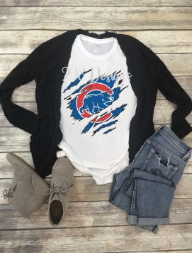 Chicago Cubs Shredded Claw Rip Sublimation Transfer