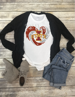 Iowa State Rhinestone Heart Sublimation Transfer