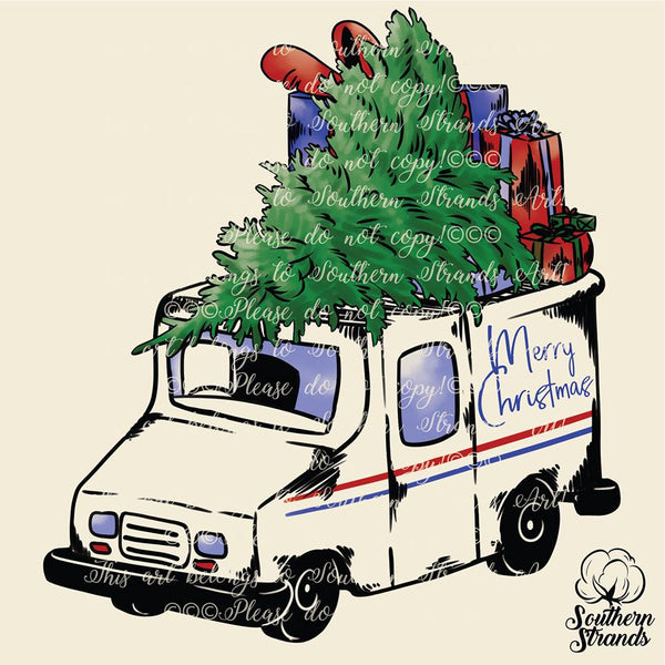 Christmas Tree Mail Truck Sublimation Transfer