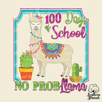 100 Days of School No ProbLlama Sublimation Transfer