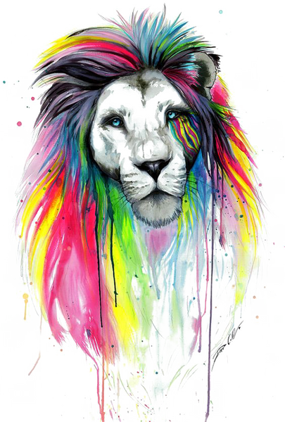 Colorful Dripping Lion Sublimation Transfer