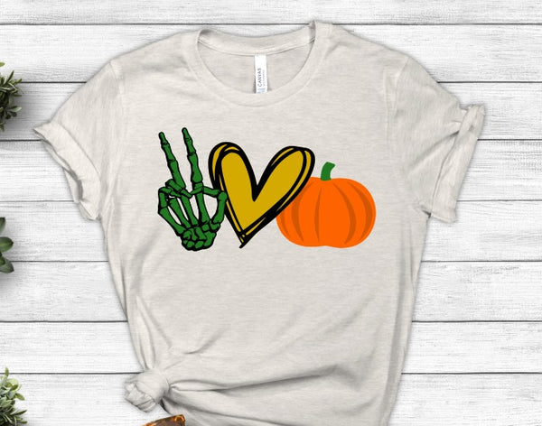 Skull Peace Hand Heart Pumpkin Halloween SVG File