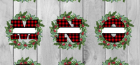 Buffalo Plaid Split Christmas Wreath Alphabet Sublimation PNG Digital Design