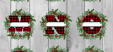 Buffalo Plaid Split Christmas Wreath Alphabet Sublimation PNG Digital Design