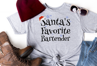 Santas Favorite Bartender BLACK Sublimation Transfer