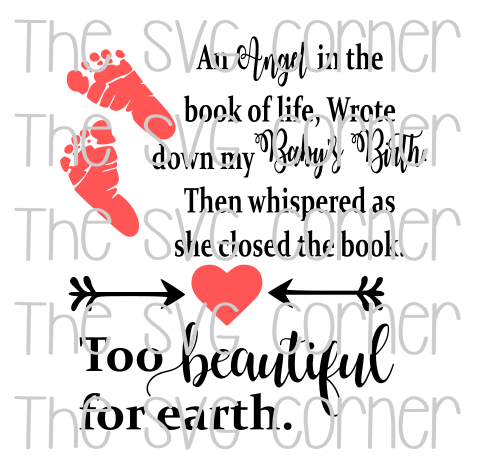 An Angel in The Book Of Life Baby Birth Too Beautiful for Earth SVG File