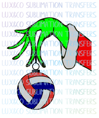 Grinch Hand Ornament Volleyball Christmas Holiday SVG File