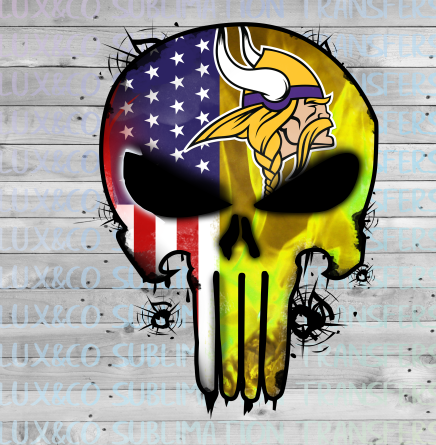 Vikings Punisher Skull Football American Flag Sublimation Transfer