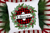 Buffalo Plaid Split Christmas Wreath Alphabet Sublimation PNG Digital Design