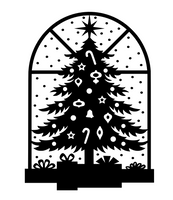 Window Tree Winter Christmas Holiday SVG File