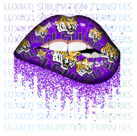 LSU Tigers Football Dripping Lips Sublimation Transfer