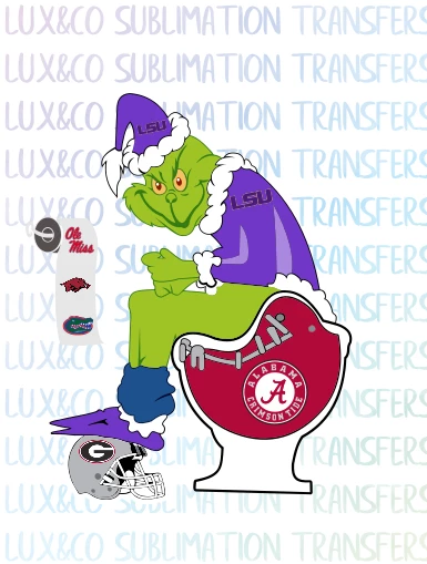 Grinch LSU Shitting on Alabama Bama Football Sublimation PNG Digital Design
