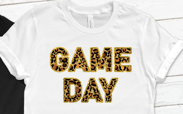 Game Day Cheetah Gold Glitter Sublimation PNG Digital Design