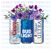 Beer Can Purple Floral Sublimation Transfer