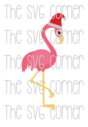 Flamingo Wearing Santa Hat Christmas Winter Holiday SVG File