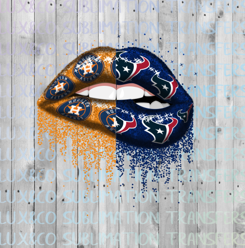 Astros Texans Football Dripping Lips Sublimation Transfer