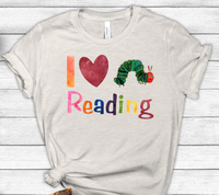 I Love Reading Hungry Caterpillar Sublimation PNG Digital Design