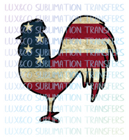 American Flag Rooster Sublimation Transfer