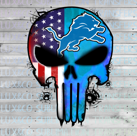 Lions Skull Football American Flag Sublimation Transfer