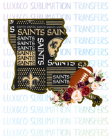 Louisiana New Orleans Saints Flower Football State Sublimation Transfer