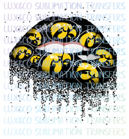 Iowa Hawkeyes Football Dripping Lips Sublimation Transfer