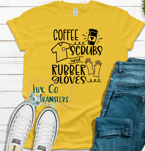 Coffee Scrubs and Rubber Gloves Screen Print