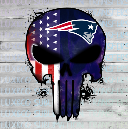 Patriots Punisher Skull Football American Flag Sublimation Transfer