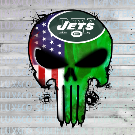 Jets Skull Football American Flag Sublimation Transfer