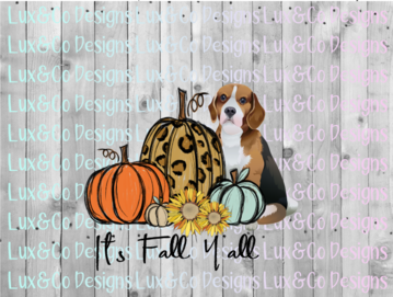 Its Fall Yall Cheetah Sunflower Dog Beagle Sublimation Transfer