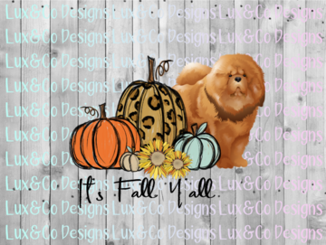 Its Fall Yall Cheetah Sunflower Dog Chow Chow Sublimation Transfer