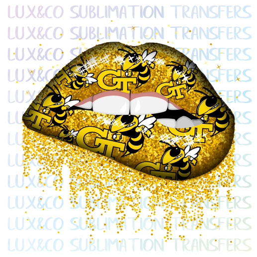 Georgia Tech Football Dripping Lips Sublimation Transfer