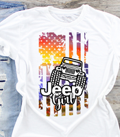 Jeep Girl American Flag Sublimation PNG Digital Design