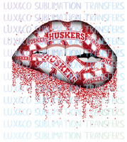 Nebraska Huskers Football Dripping Lips Sublimation Transfer