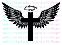 Angel Wing Cross Jesus Thorn Crown SVG File