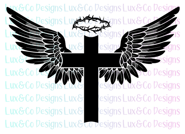 Angel Wing Cross Jesus Thorn Crown SVG File