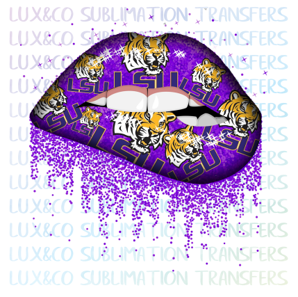 ***SALE*** LSU Tigers Football Dripping Lips Sublimation Transfer