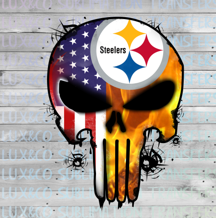 Pittsburgh Steelers Punisher Skull Football Sublimation Transfer