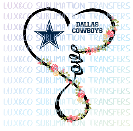 Dallas Cowboys Floral Love Heart Sublimation Transfer