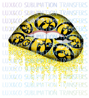 Iowa Hawkeyes Football Dripping Lips Sublimation Transfer