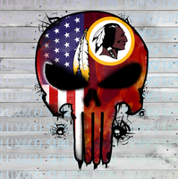 Washington Redskins Punisher Skull Football American Flag Sublimation Transfer